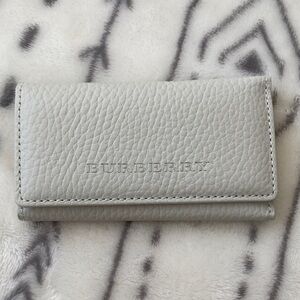 Burberry Gray Leather Key Holder